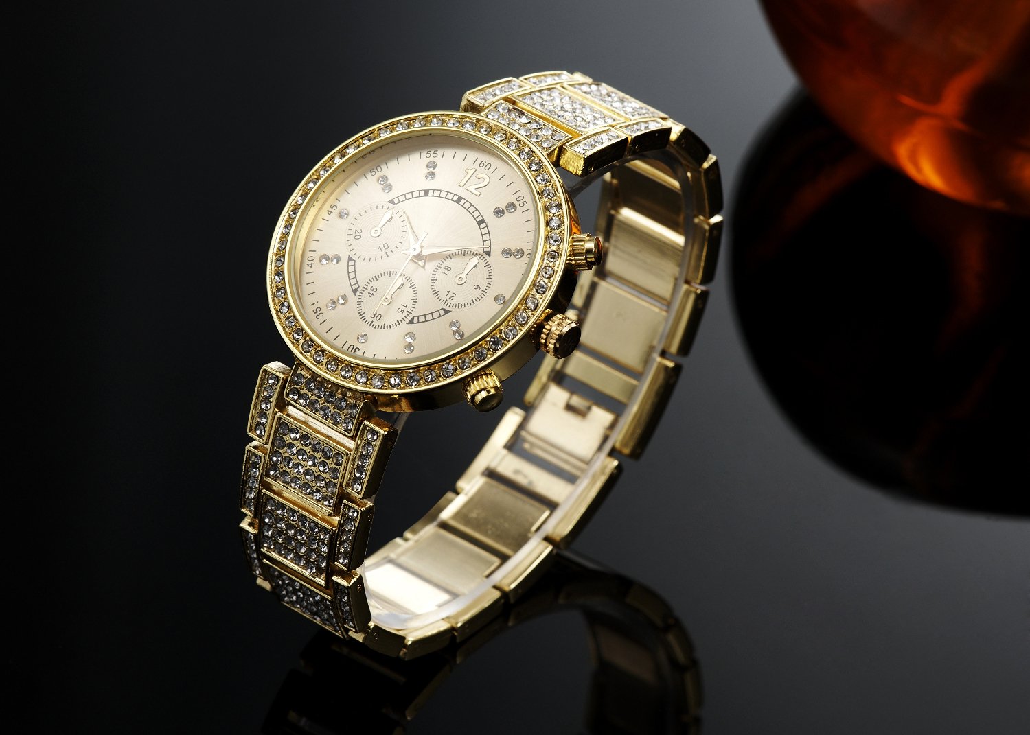 レア　ヘルスメーター　KEEP AMERICA BEAUTIFUL YELLOW CHIMES Artistic Golden Chain Strap Golden Dial Analog Watch